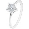 Šperky eshop - Zásnubný prsteň zo striebra 925, žiarivá hviezdička, okrúhly zirkón v strede J03.01 - Veľkosť: 59 mm