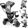 ECOTOYS Trojkolka 2v1 s otočným sedadlom + sklopná strieška - sivá