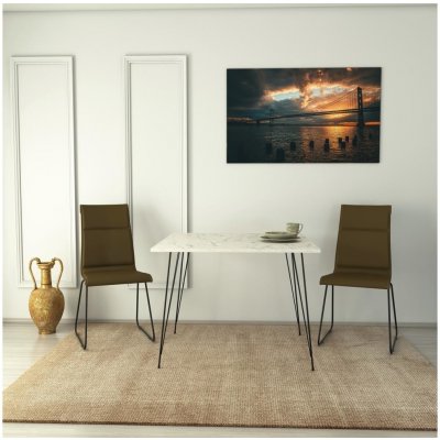 Asir | Jedálenský stôl SANDALF 75x90 cm biela/čierna | AS1412