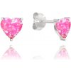 MINET Strieborné náušnice SRDIEČKA s ružovými opálkami