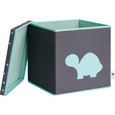 Love It Store It Úložný box na hračky s krytom - šedý, zelená korytnačka