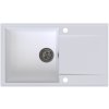 Sink Quality Sink55, kuchynský granitový drez 780x460x215 mm + grafitový sifón, biela, SKQ-SINK.W.1KDOL.XB