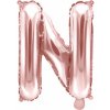 PartyDeco Fóliový balón Mini - Písmeno N 35 cm ružovo-zlatý