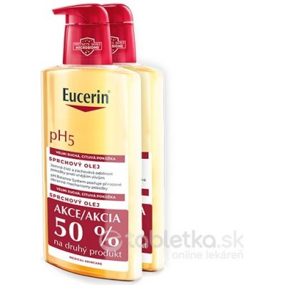 Eucerin pH5 sprchový olej pre citlivú, veľmi suchú pokožku 2x400 ml