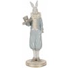 Clayre & Eef Dekorácia figúrka biely králik v modrom obleku 11*10*31 cm
