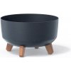 PROSPERPLAST Kvetináč GRACIA LOW ECO WOOD s nožičkami 28,5 cm antracit