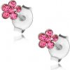 Šperky eshop - Náušnice zo striebra 925, kvietok z ružových Swarovského krištálikov PC23.16