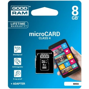 GOODRAM microSDHC 8GB class 4 + adapter M40A-0080R11