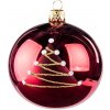 Sklenená vianočná guľa strom 8cm, červená