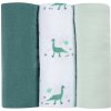 Textilné plienky z bavlneného mušelínu Cotton Muslin Cloths Beaba Jurassique sada 3 kusov 70*70 cm od 0 mes zelené
