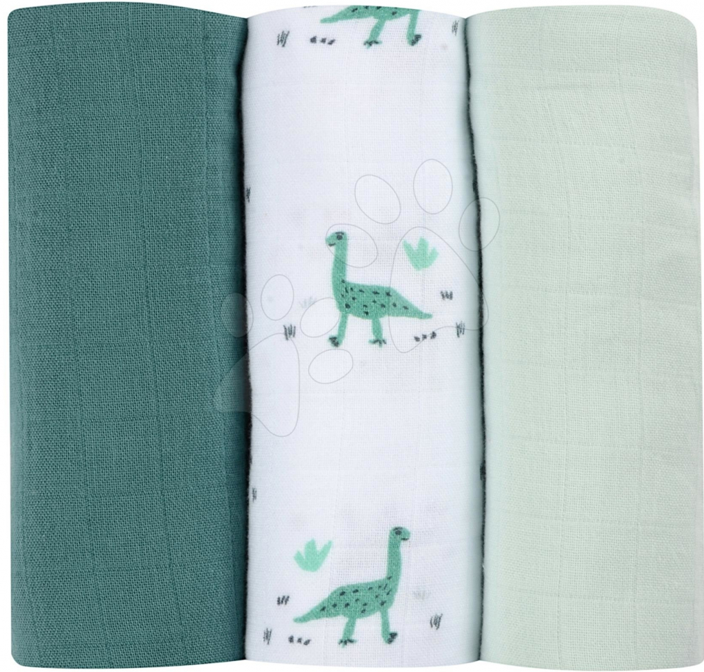 Cotton Muslin Cloths Beaba Jurassique zelené 3 ks