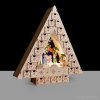 Veyra | Drevený adventný kalendár s betlehem a LED osvetlením | 24 zásuviek | Výška 41 cm