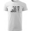 Play Eat Sleep Repeat game - Klasické pánske tričko vyššej gramáže - L ( Biela )
