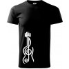 Husľový kľúč gitara - Tričko extra veľké (5-8XL) - 5XL ( Čierna )