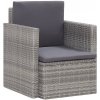 vidaXL Záhradné kreslo s podložkami, polyratan, sivé