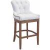 Design-Shop Barová stolička Buckingham - koža, drevené nohy svetlá antik - Biela