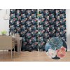 Biante Dekoračný záves TF-060 Modré a červené ruže na tmavo modrom 140x170 cm