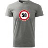 Dopravná značka - obmedzenie rýchlosti 50 - Klasické pánske tričko vyššej gramáže - L ( Tmavosivý melír )