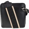 NovaKabelka.sk Grana Nera s prídavným popruhom V kožená talianska crossbody kabelka čierna