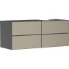 HANSGROHE Xevolos E závesná skrinka pre lakovanú dosku so zápustným umývadlom vpravo, 4 zásuvky PushOpen, 1370 x 550 x 555 mm, bridlicová matná sivá/štruktúrovaný bronz, 54241390
