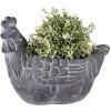Clayre & Eef Šedý antik kvetináč v tvare sliepočky - 29*17*23 cm - Clayre & Eef