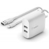 Belkin Dual USB-A nabíjačka 24W + kábel lightning (WCD001VF1MWH)