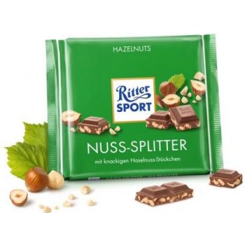 Ritter Sport mliečná čokoláda s kousky lískových oříšků 100g