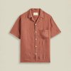 Portuguese Flannel Linen Camp Collar — Terracotta - S