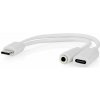 NEDIS USB-C adaptér/ USB-C zástrčka - USB-C zásuvka / 3,5 mm jack zásuvka/ bílý/ blistr/ 10 cm CCGB64922WT01