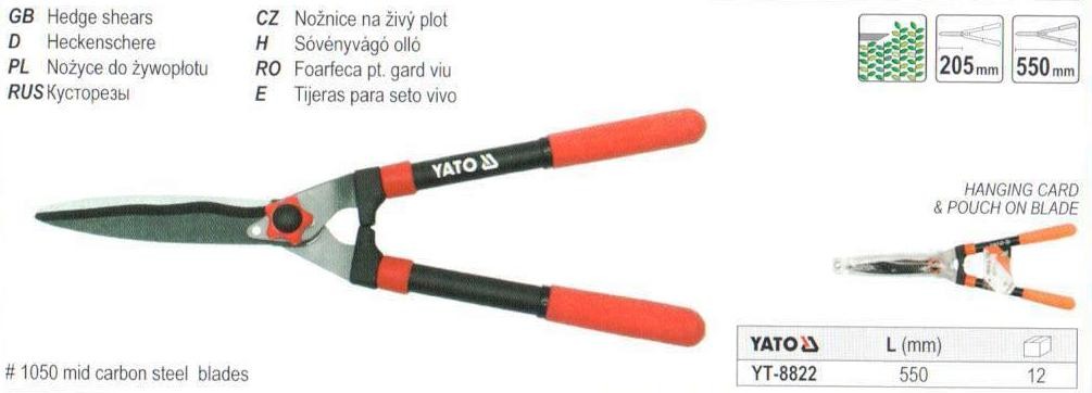 YATO Nožnice na živý plot 550mm nože 205mm