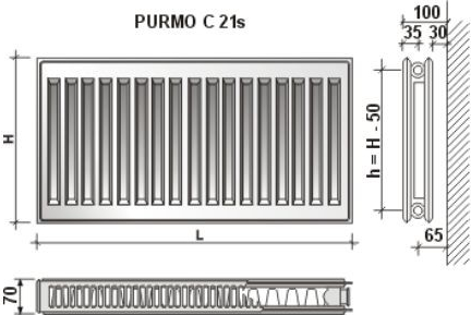 Purmo COMPACT C21 600 x 1600 mm F062106016010300