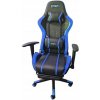 Herná masážna stolička modrá s podnožkou