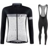 Force SPRAY LADY bielo-čierny cyklodres - dl. rukáv + Force REFLEX LINE LADY čierno-ružové cyklokalhoty - XL