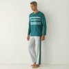 Pyžamo s nohavicami a stredovými pruhmi zelená/sivá 106 Blancheporte