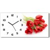 Vodorovné Sklenené hodiny na stenu Červené tulipány 60x30 cm