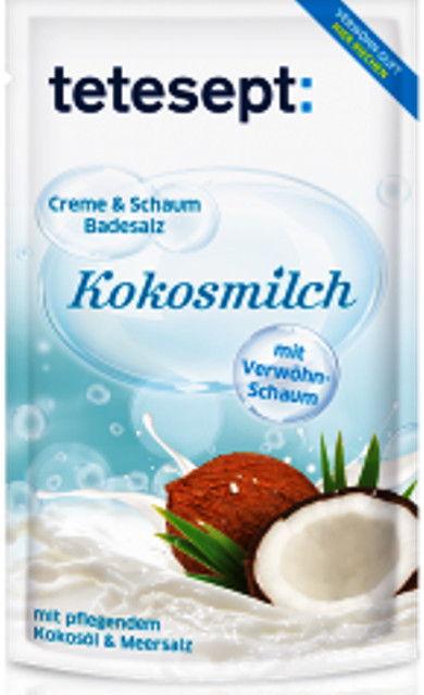 Tetesept Kokosové mlieko, Kokosový olej a Morská soľ Krémovo-penivá  kúpeľová soľ 80 g od 1,69 € - Heureka.sk