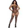 Dreamgirl Bodystocking Plus Size s geometrickým vzorom a podväzkami