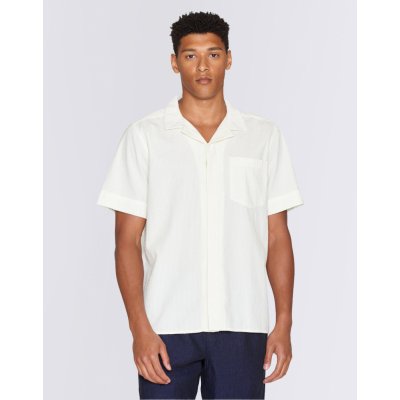Knowledge cotton Box short sleeve Seersucker shirt 1387 Egret
