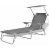 Zahradní lehátko se stříškou ocel šedé Šedá 42934