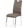 Autronic Moderná JEDÁLENSKÁ STOLIČKA so štvornohou podnožou - šedohnedá látka v dekore kože - 43 x 98 x 57 cm, textil + kov