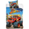 Carbotex Bavlnené obliečky 140x200 + 70x90 cm - Plamienok a štvorkolky 