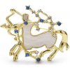 B-TOP Pozlátená brošňa so znamením zverokruhu s modrými a čírymi kryštálmi znamení: Střelec (23.11. - 21.12.)