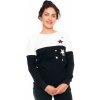 Be MaaMaa tehotenské a dojčiace triko mikina Stars dlhý rukáv čierno-biela
