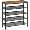 Vasagle Botník kovový industriálny, 4 police, 75 × 28 × 93 cm