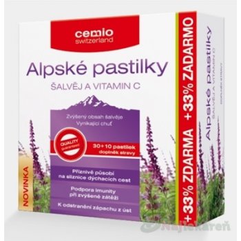 Cemio Alpské pastilky Šalvia a Vitamín C 40 pastilek