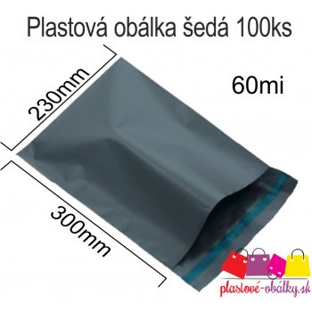 Plastové obálky šedé Balenie: 100 ks balenie, Rozmer: 230 x 300 mm