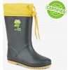 Detské gumové čižmy COQUI RAINY COLLAR FUR Antracit/Yellow hero 25