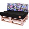 Golden Garden Paletové sedenie GG23 podsedák a vankúš 120cm x 80cm x 15cm Čierne s kvietkami