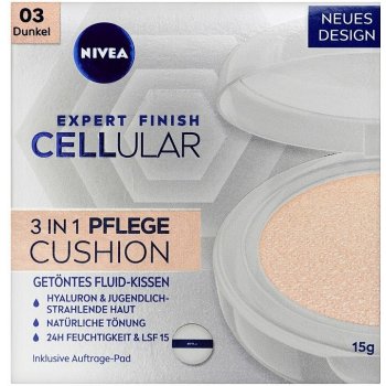 Nivea Hyaluron Cellular Filler 3v1 pečující tónovací krém make-up v houbičce 03 Tmavý 15 g