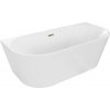 MEXEN/S - Oval vaňa voľne stojaca nástenná 160 x 80 cm, biela, sifón a prepad zlatá 52671608000-50